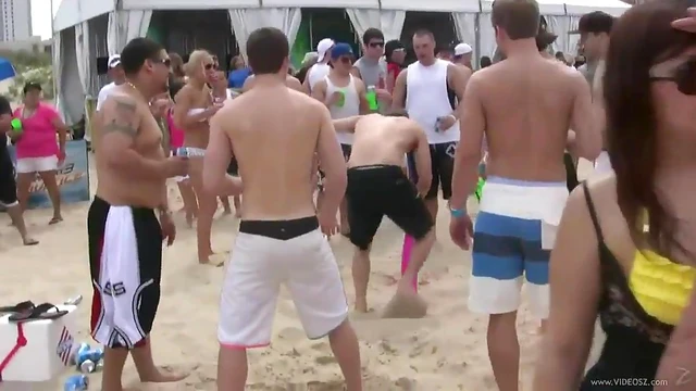 Seductive Cowgirl Gets Drunk & Horny At Beach Party Outdoor Orgies