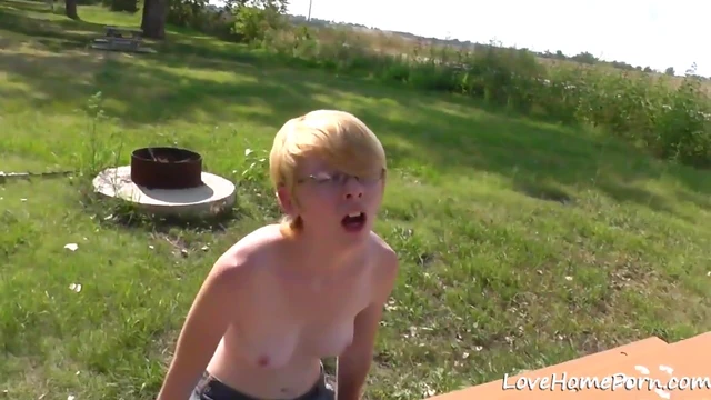 Sensuous Blonde Masturbates Riding Dildo Amidst Park Greenery