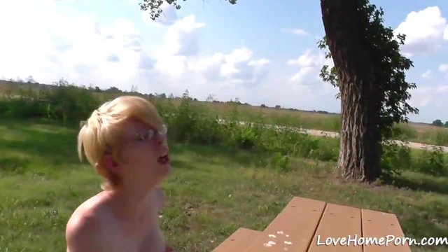 Sensuous Blonde Masturbates Riding Dildo Amidst Park Greenery