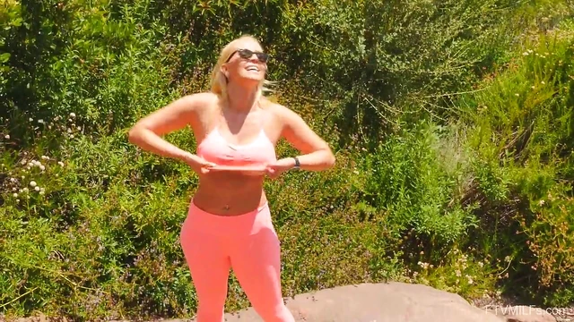 Sexy Blonde Wife Vanessa Flashes Her Tits & Pussy Outdoors Seductively