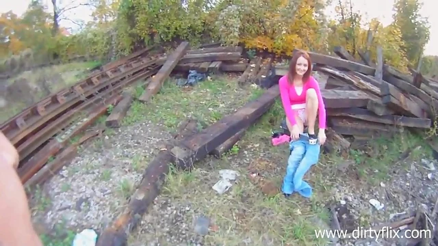 Passionate Redhead Gives Blowjob then Gets Fucked Hard Outdoors in POV