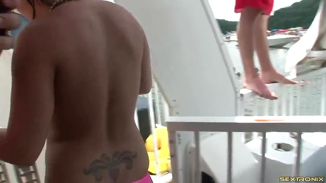 Sultry Babe Shows Off Her Perky Melons At A Steamy Outdoor Bash