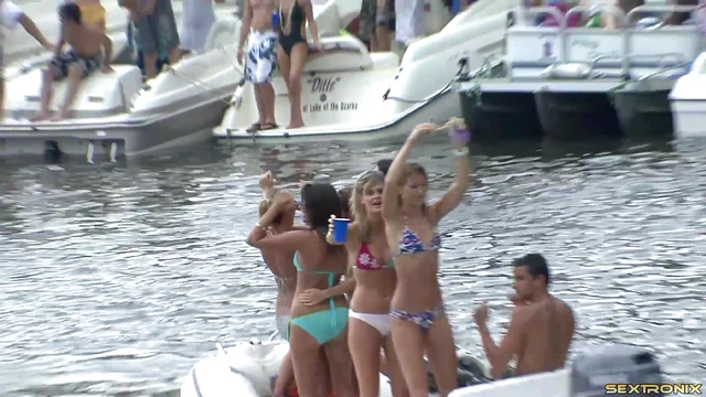 Amateur Chicks Show Off Small Perky Tits On The Boat Ride