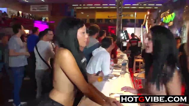 Bold Horny Babes Fingering Each Other in Public Spaces