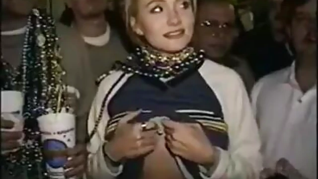 Sexy Blonde Shows Off Her Perfect Tits at the Mardi Gras Party