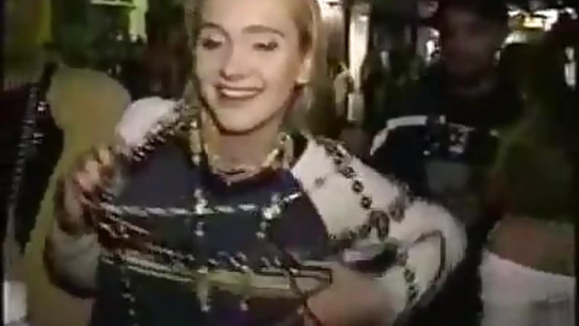 Sexy Blonde Shows Off Her Perfect Tits at the Mardi Gras Party