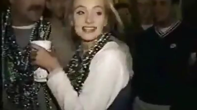 Sexy Blonde Shows Off Her Perfect Tits at the Mardi Gras Party