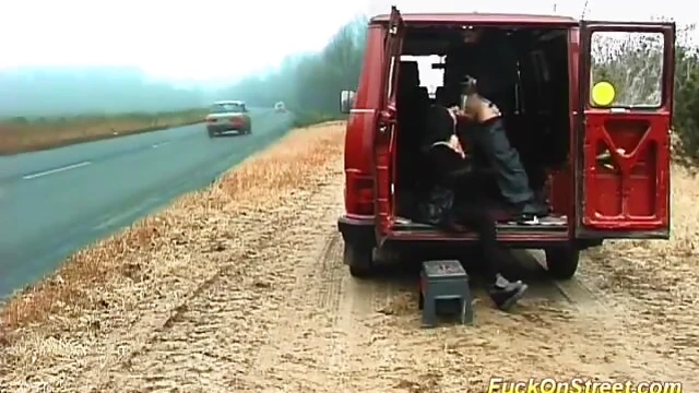 Seductive MILF With Long Hair Gives Blowjob Before Hot Van Sex Slamming