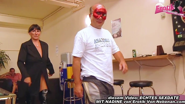 Sexy German MatureMom Seduces Stranger For Public Bar FuckSession