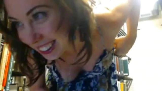 Seductive Woman Exposes Herself Boldly Inside Quiet Public Library