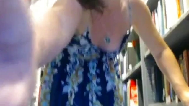 Seductive Woman Exposes Herself Boldly Inside Quiet Public Library