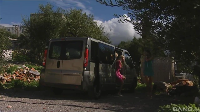 Eufrat & Misa F.: Two Girls Steam Up Backseat with Hot Cab Sex