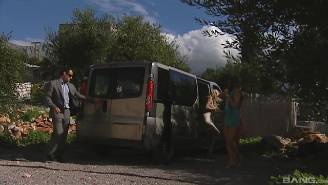 Eufrat & Misa F.: Two Girls Steam Up Backseat with Hot Cab Sex