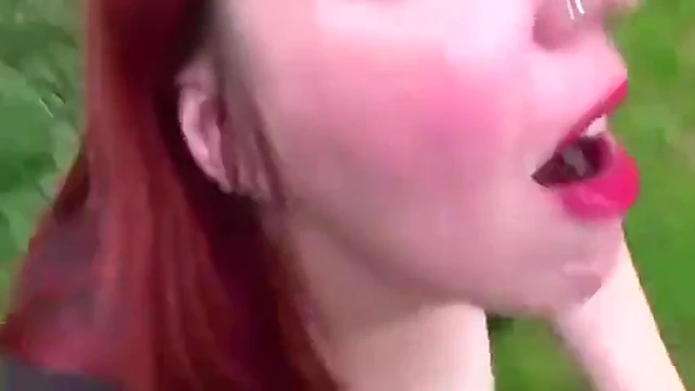 Sizzling Redhead German MILF Takes Giant Cock Deep In Park Sex Fest
