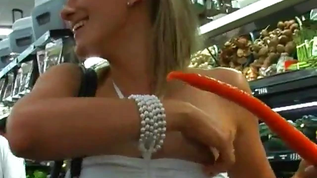 Sizzling Blondes Get Naughty During a Supermarket Shopping Trip