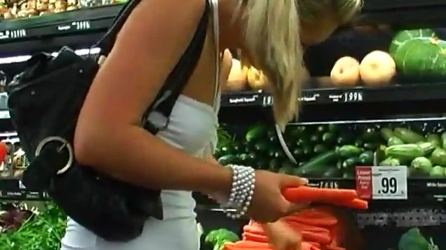Sizzling Blondes Get Naughty During a Supermarket Shopping Trip