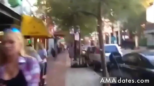 Sexy Public Cum Walk Thrills Downtown Orlando Women