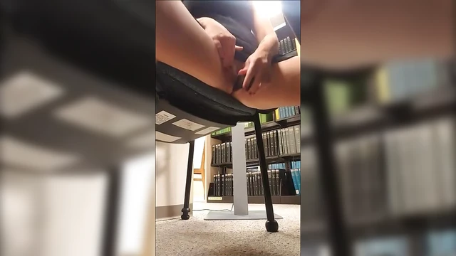 Kinky College Coed Gets Off Masturbating Quietly in Her Library