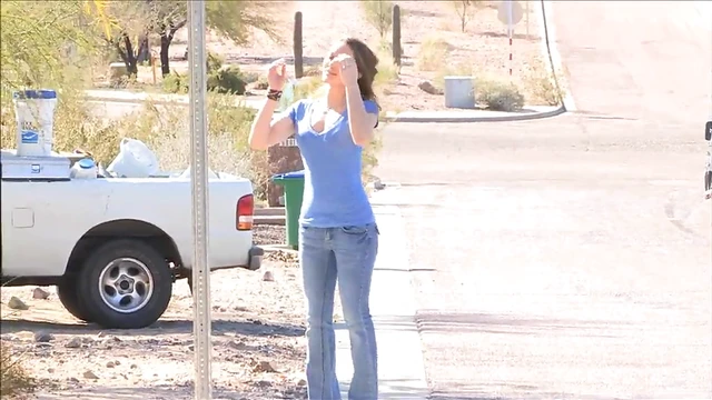 Bold Solo Model Strips Down From Jeans For Steamy Public Show