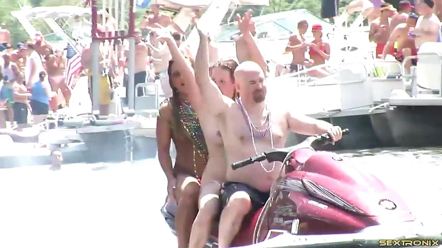 Sexy Ladies Strip Outdoors at Party for Cam Action Delight