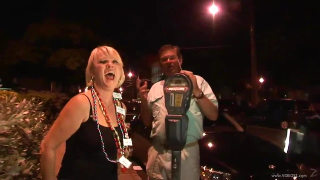 Seductive Cougar Shows Off Big Tits Under Mini-Skirt at Party