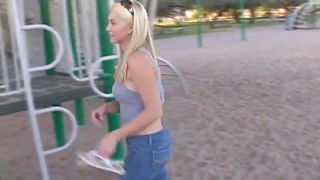 Outdoor Action! Busty Teen Teases in Tight Jeans & Plays with Juicy Tits