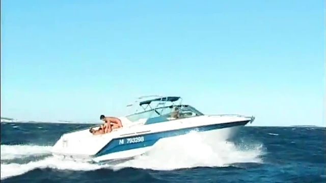 Sexy Brunette Christina Bella Takes Two Dicks Deep While Boating Fast