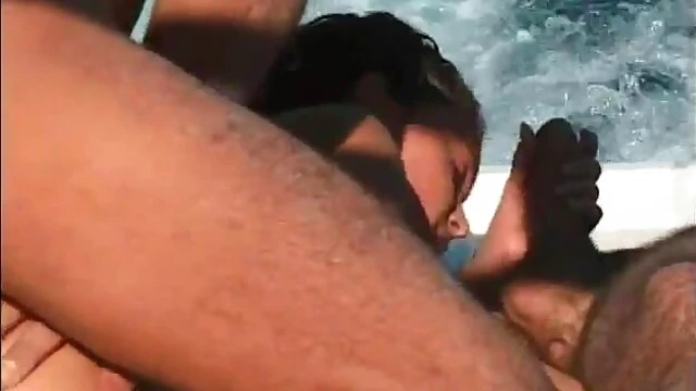 Sexy Brunette Christina Bella Takes Two Dicks Deep While Boating Fast