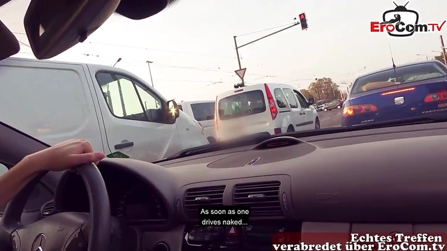 German Blonde Street Slut Gets Picked Up In A Hot Public Car Date