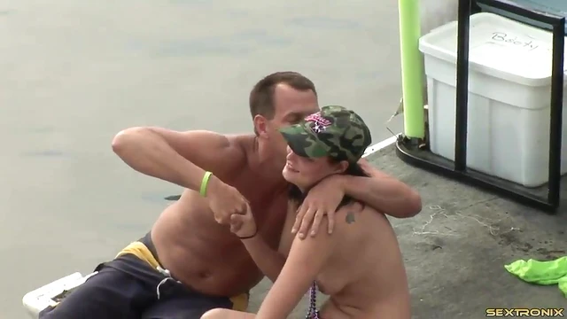 Excited Teen Reveals Tiny Tits in Juicy Bikini Party Atmosphere