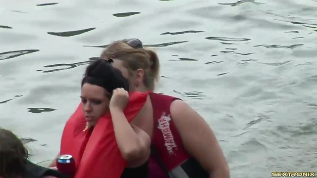 Excited Teen Reveals Tiny Tits in Juicy Bikini Party Atmosphere