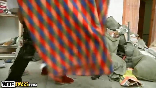 Hot Babe Gets Fucked Hard By Three Guys In The Garage Shop