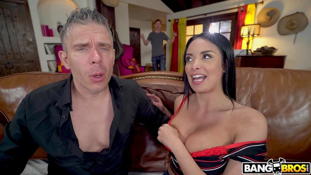 Anissa Kate Gets Double Penetrated Hard On The Leather Sofa