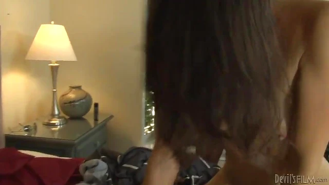 Adorable White Chick Enjoyed by Two Strong Muscular Black Guys in Bed