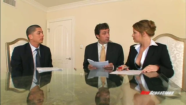 Rough Businessmen Nail Sluttish Secretary in Steamy Office Threesome