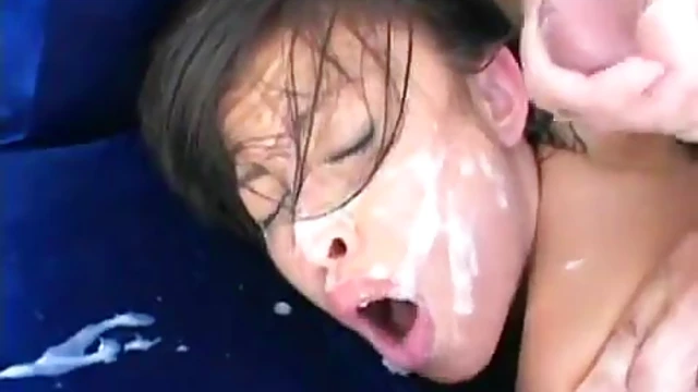 Sizzling Brunette Takes On Two Cocks Before Getting Her Messy Facial Finisher