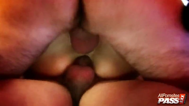 Sexy Brunette Sarah Twain Gets Cum On Tits In Hot MMF Threesome