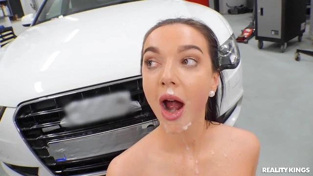 Brunette Gets Rough Garage Gangbang Adventure