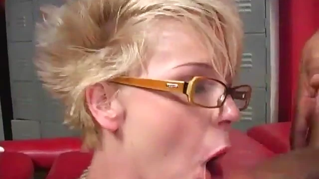 Hot MILF Gets Doubled Up By Two Guys In The Locker Room Action