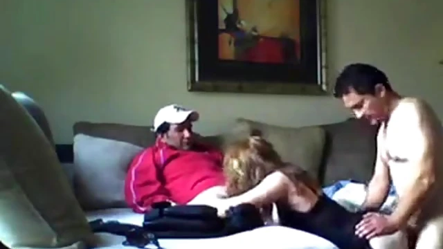 Sizzling Blonde Slut Gets Double Fisted by Two Hung Studs