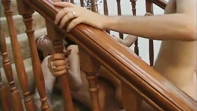 Hot Buxom Pornstar Gets Double Penetrated on Staircase Hardcore Action