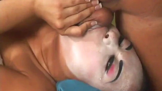 Asian Girl in Geisha Makeup Gets Gangbanged Hardly & Deeply