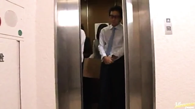 Asian Office Lady Gets Fucked By Three Guys In Tight Elevator Space