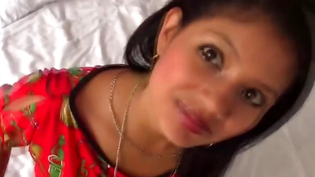 Lying On The Bed She Notices His Big Fat Cock Begging To Be Fucked