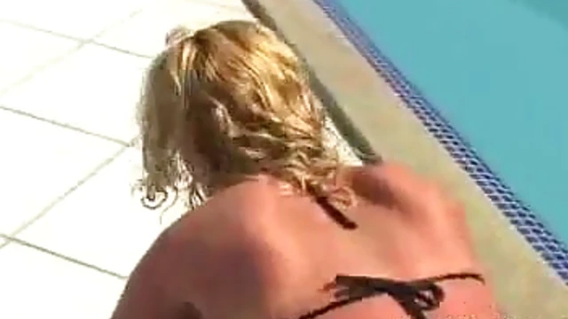 Busty Blonde Nicole Rides Cock Sensually By The Poolside