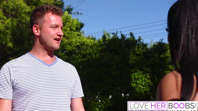 Seductive Babe Bribes Him With Her Stunning Natural Boobs