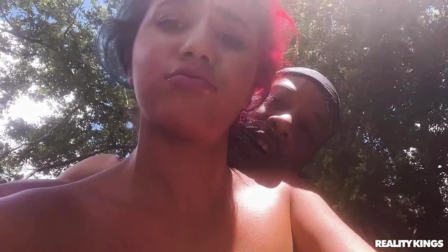 Kinky Outdoor FFM Threesome with Sultry Roxie Sinner & Ariel Pure Magic