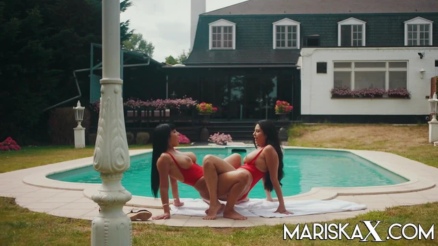 Ladies Enjoying Poolside Day Turn Into Hot Lesbian Fucking Action