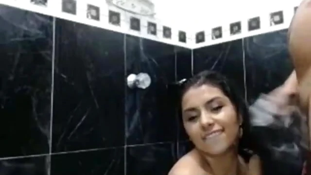 Sultry Long-Haired Natural Boobs Babe Gets Pussy Fucked Wet In Shower