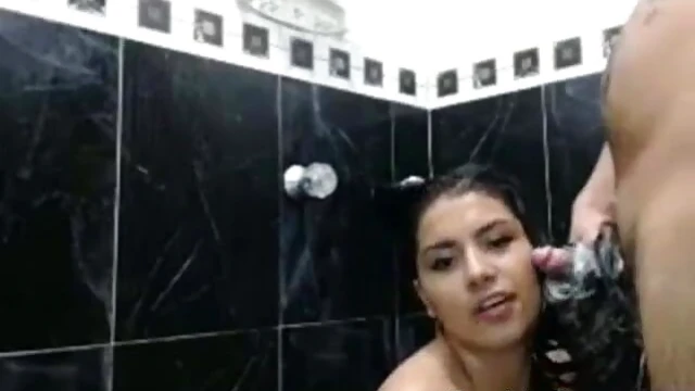 Sultry Long-Haired Natural Boobs Babe Gets Pussy Fucked Wet In Shower